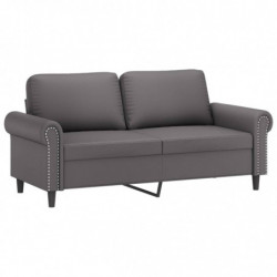 2-Sitzer-Sofa Grau 140 cm Kunstleder