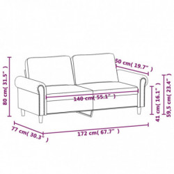 2-Sitzer-Sofa Grau 140 cm Kunstleder