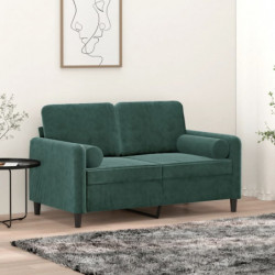 2-Sitzer-Sofa mit Zierkissen Dunkelgrün 120 cm Samt
