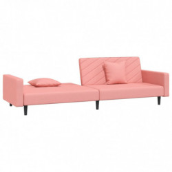 Schlafsofa 2-Sitzer mit 2 Kissen Rosa Samt