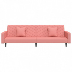 Schlafsofa 2-Sitzer mit 2 Kissen Rosa Samt