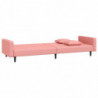 Schlafsofa 2-Sitzer mit 2 Kissen Rosa Samt