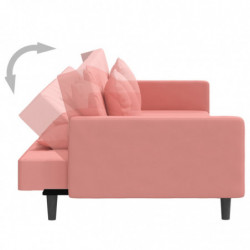 Schlafsofa 2-Sitzer mit 2 Kissen Rosa Samt