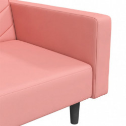 Schlafsofa 2-Sitzer mit 2 Kissen Rosa Samt