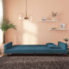 Schlafsofa 2-Sitzer mit 2 Kissen Blau Samt