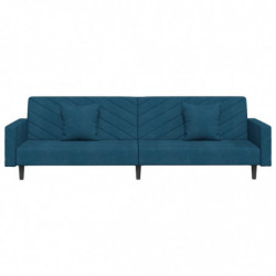 Schlafsofa 2-Sitzer mit 2 Kissen Blau Samt