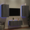 4-tlg. Wohnwand mit LED-Beleuchtung Grau Sonoma Holzwerkstoff