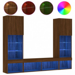 5-tlg. Wohnwand mit LED-Beleuchtung Braun Eichen-Optik