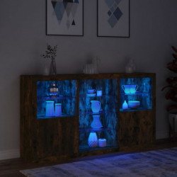 Sideboard mit LED-Leuchten Räuchereiche 181,5x37x100 cm