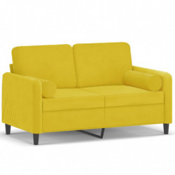 2-Sitzer-Sofa mit Zierkissen Gelb 120 cm Samt
