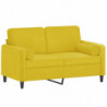 2-Sitzer-Sofa mit Zierkissen Gelb 120 cm Samt