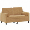 2-Sitzer-Sofa mit Zierkissen Braun 120 cm Samt