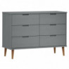 Schubladenschrank MOLDE Grau 113x40x80 cm Massivholz Kiefer