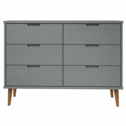 Schubladenschrank MOLDE Grau 113x40x80 cm Massivholz Kiefer