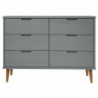 Schubladenschrank MOLDE Grau 113x40x80 cm Massivholz Kiefer