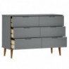 Schubladenschrank MOLDE Grau 113x40x80 cm Massivholz Kiefer