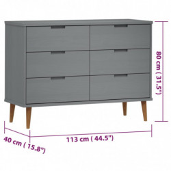 Schubladenschrank MOLDE Grau 113x40x80 cm Massivholz Kiefer