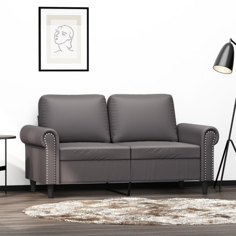 2-Sitzer-Sofa Grau 120 cm Kunstleder