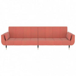 Schlafsofa 2-Sitzer mit 2 Kissen Rosa Samt