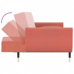 Schlafsofa 2-Sitzer mit 2 Kissen Rosa Samt