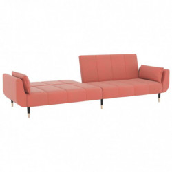 Schlafsofa 2-Sitzer mit 2 Kissen Rosa Samt