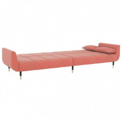 Schlafsofa 2-Sitzer mit 2 Kissen Rosa Samt