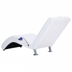 Massage-Chaiselongue mit Kissen Weiß Kunstleder