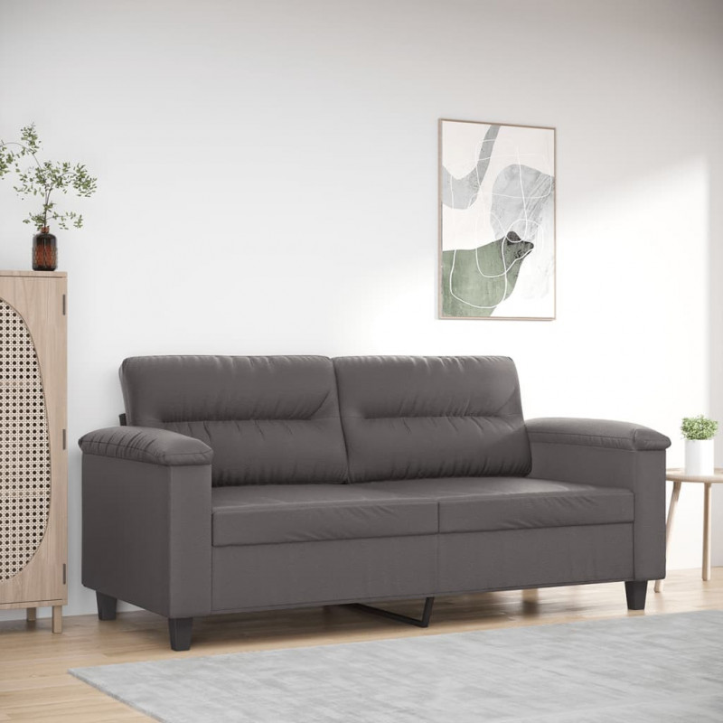 2-Sitzer-Sofa Grau 140 cm Kunstleder