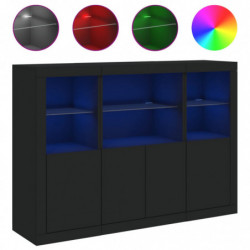 Sideboards mit LED-Leuchten 3 Stk. Schwarz Holzwerkstoff