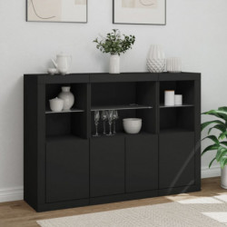 Sideboards mit LED-Leuchten 3 Stk. Schwarz Holzwerkstoff