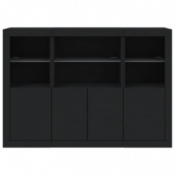 Sideboards mit LED-Leuchten 3 Stk. Schwarz Holzwerkstoff