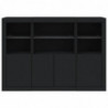 Sideboards mit LED-Leuchten 3 Stk. Schwarz Holzwerkstoff