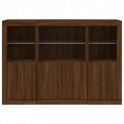 Sideboards mit LED-Leuchten 3 Stk. Braun Eichen-Optik