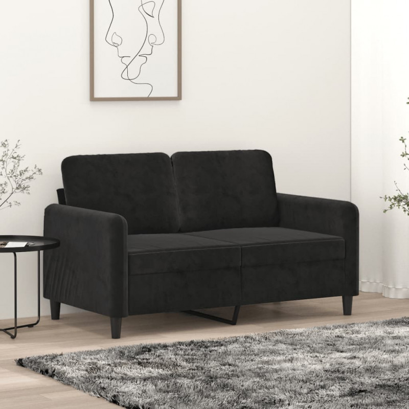 2-Sitzer-Sofa Schwarz 120 cm Samt