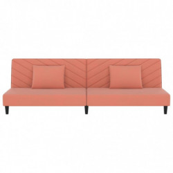 Schlafsofa 2-Sitzer mit 2 Kissen Rosa Samt