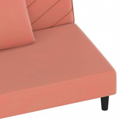 Schlafsofa 2-Sitzer mit 2 Kissen Rosa Samt