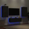 3-tlg. TV-Wohnwand mit LED-Leuchten Schwarz