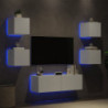 5-tlg. TV-Wohnwand mit LED-Leuchten Weiß