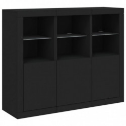 Sideboards mit LED-Leuchten 3 Stk. Schwarz Holzwerkstoff