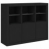 Sideboards mit LED-Leuchten 3 Stk. Schwarz Holzwerkstoff