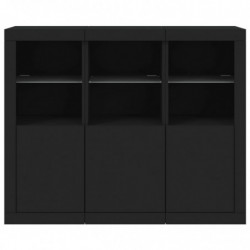 Sideboards mit LED-Leuchten 3 Stk. Schwarz Holzwerkstoff