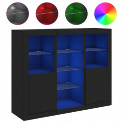 Sideboards mit LED-Leuchten 3 Stk. Schwarz Holzwerkstoff