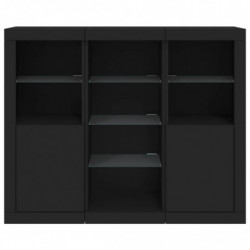 Sideboards mit LED-Leuchten 3 Stk. Schwarz Holzwerkstoff