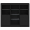 Sideboards mit LED-Leuchten 3 Stk. Schwarz Holzwerkstoff