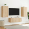 3-tlg. TV-Wohnwand mit LED-Leuchten Sonoma-Eiche