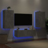 3-tlg. TV-Wohnwand mit LED-Leuchten Betongrau