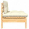 3-tlg. Garten-Lounge-Set mit Kissen in Creme Massivholz Kiefer