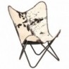 Butterfly-Sessel Schwarz und Weiß Echtes Ziegenleder