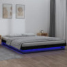 Massivholzbett mit LEDs Schwarz 135x190 cm