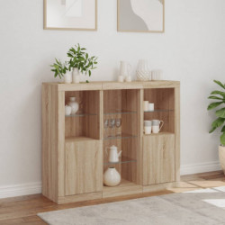 Sideboards mit LED-Leuchten 3 Stk. Sonoma-Eiche Holzwerkstoff